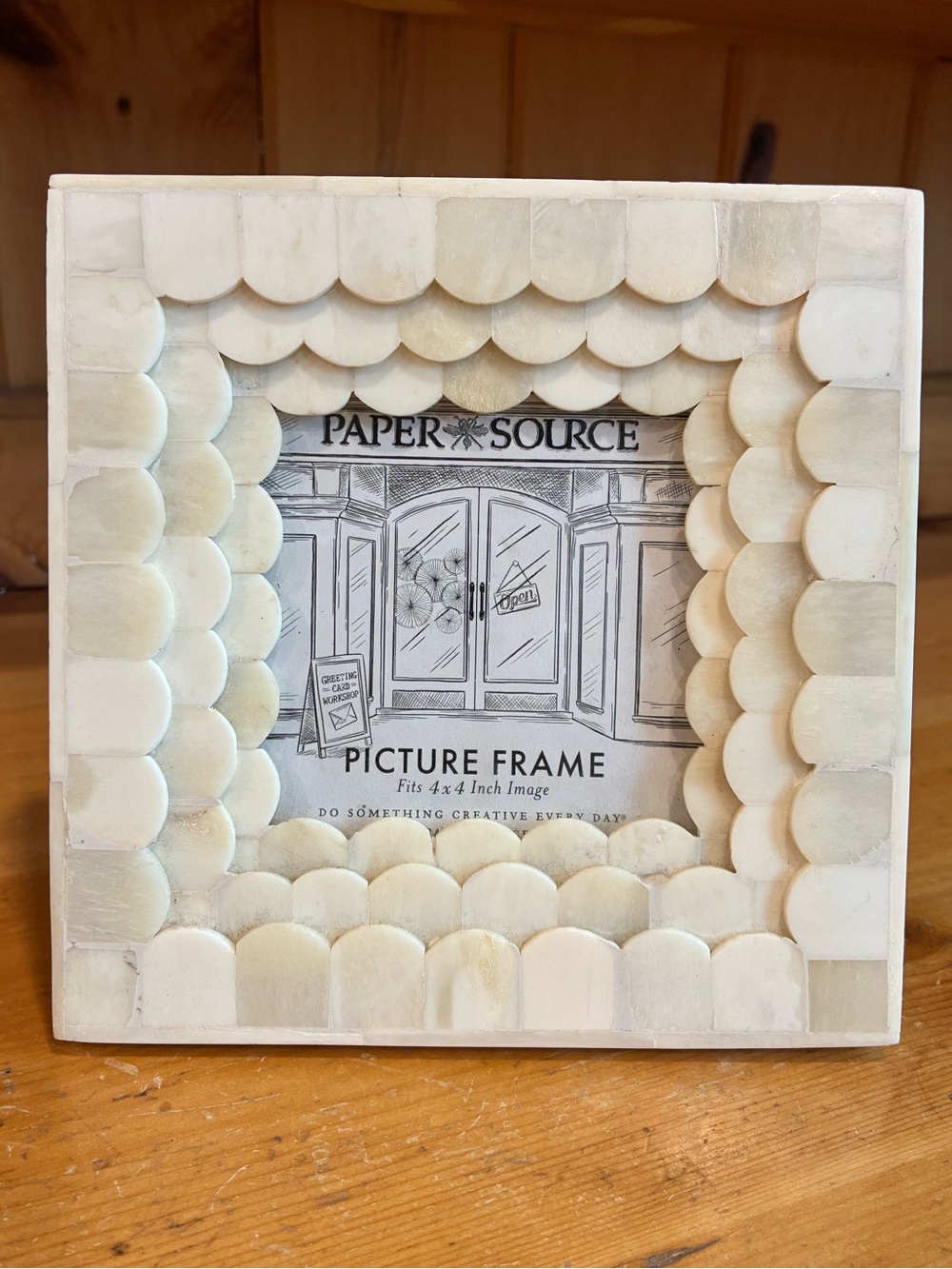 Paper Source Bone Inlaid  Scalloped Picture Frame 4x4 NWT
